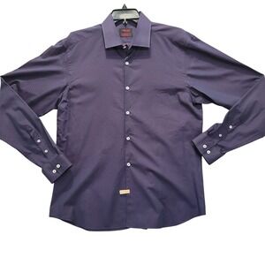 Jared Lang After Hours Men's Slim Fit Dress‎ Shirt Navy Micro Dot Pattern XL